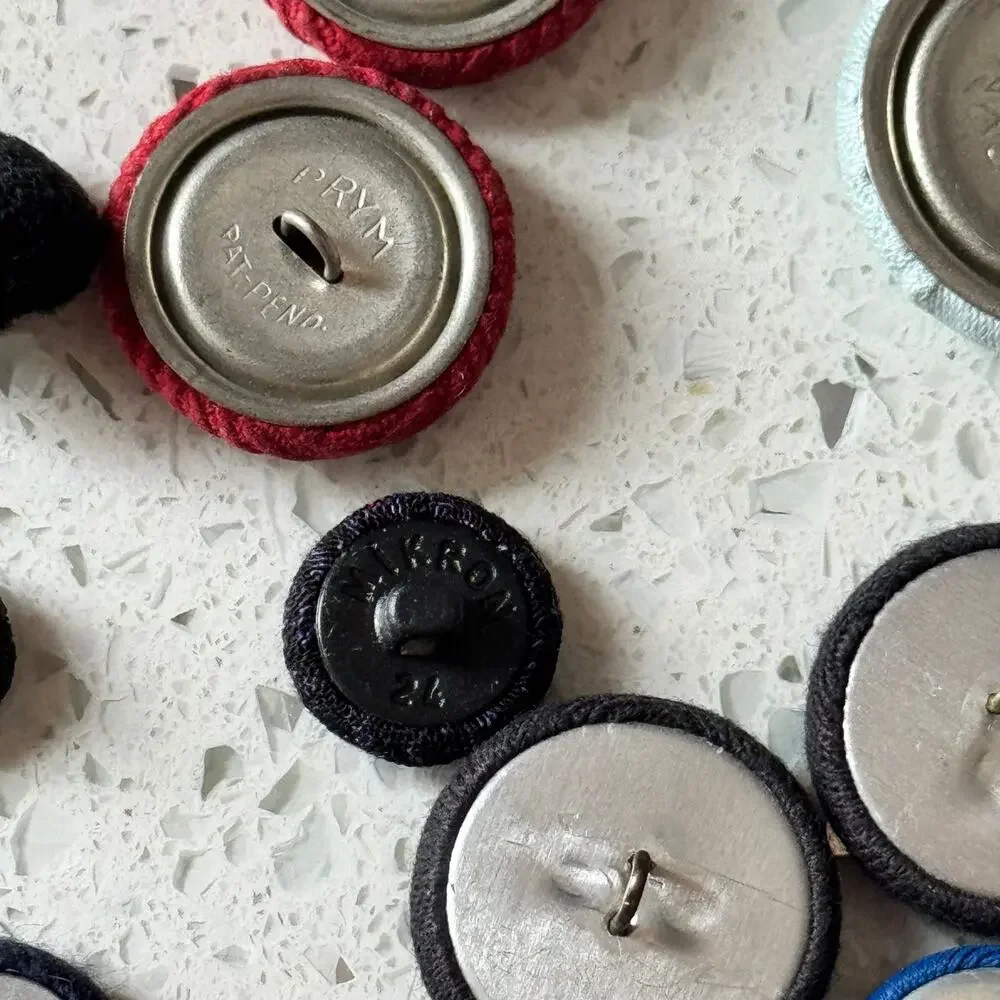 30+ Vintage Fabric Round Shank & Flat Sewing Button Crafting Notion